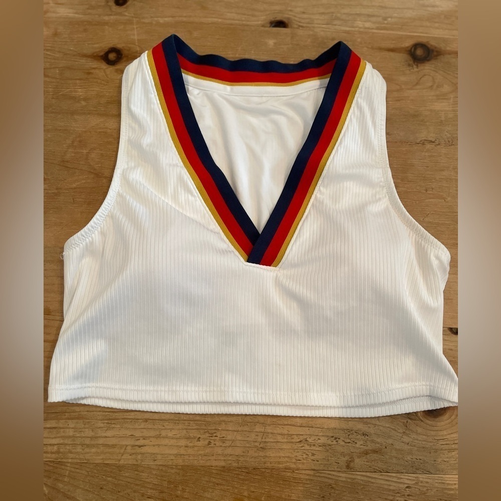 Sperry Women’s ribbed americana nautical nylon spandex  top bralette preppy M
